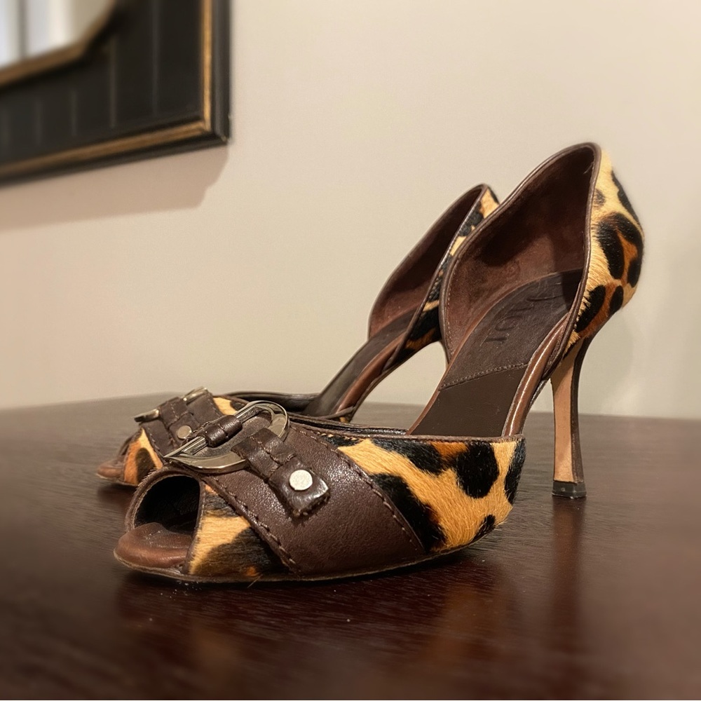 Christian Dior Vintage Leopard Calf CD Logo Pumps
